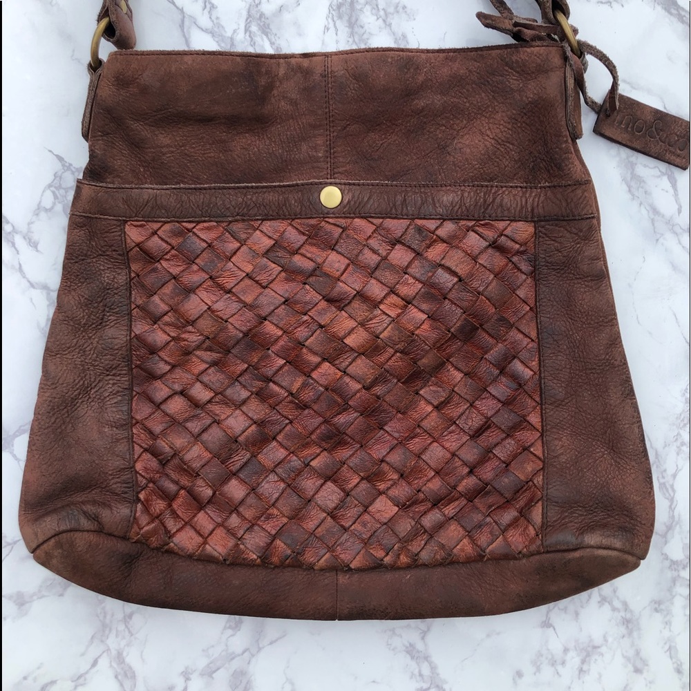 Mo and Co Hobo Style Brown Leather Shoulder Bag